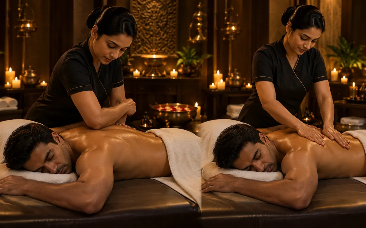 Side by side: forearm pressure for deep tissue and gliding palm strokes for Swedish massage
