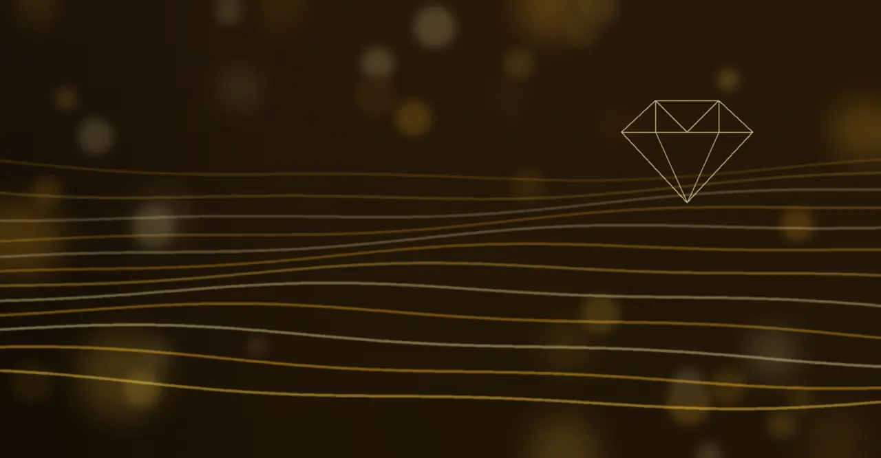 Golden contour lines on a dark background